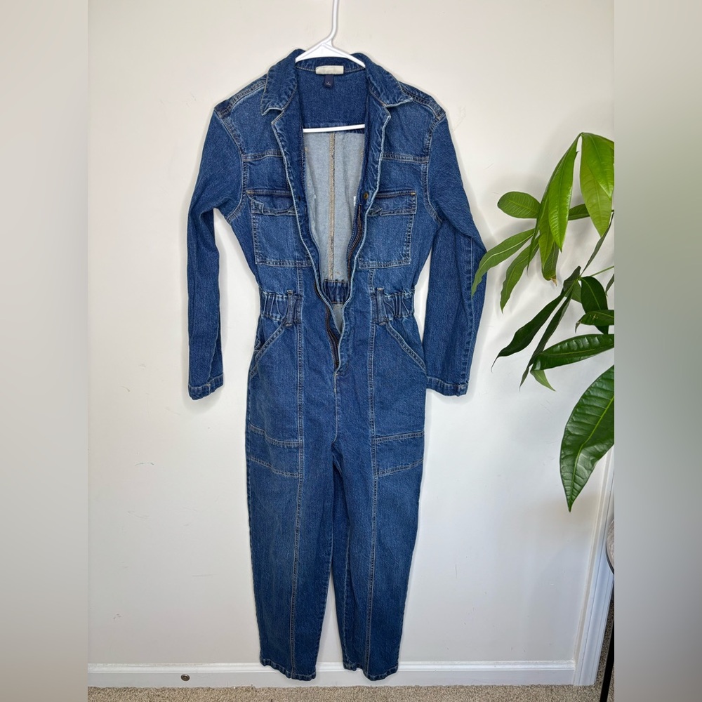 BN12 Universal Thread Women's Blue Denim Jumpsuit Tapered Leg Zip up size 2 - Picture 5 of 8
